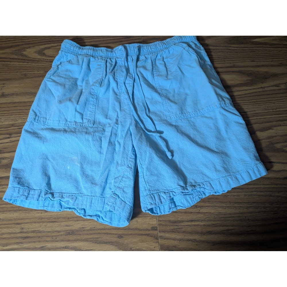 Basic Editions Mens Blue Cotton Elastic Waist Drawstring Shorts Size Medium